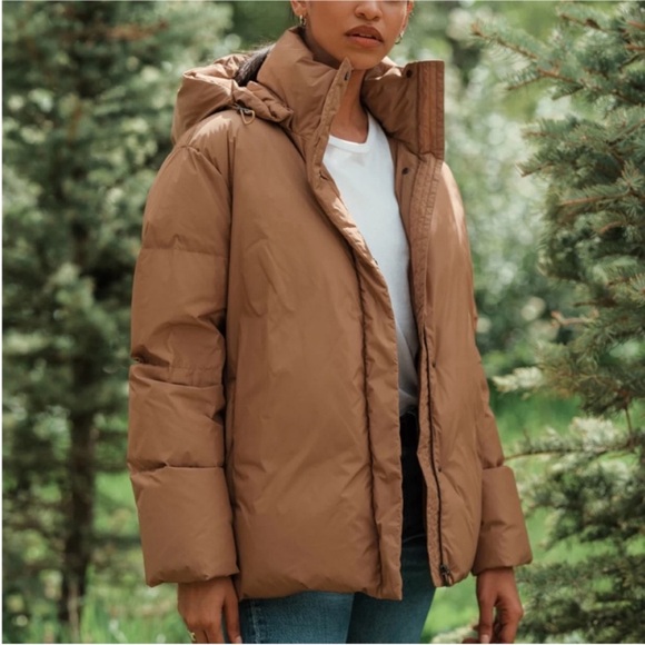 Jenni Kayne Womens XS Dark Khaki Puffer Jacket Feather Down Removable Hood - Picture 4 of 12